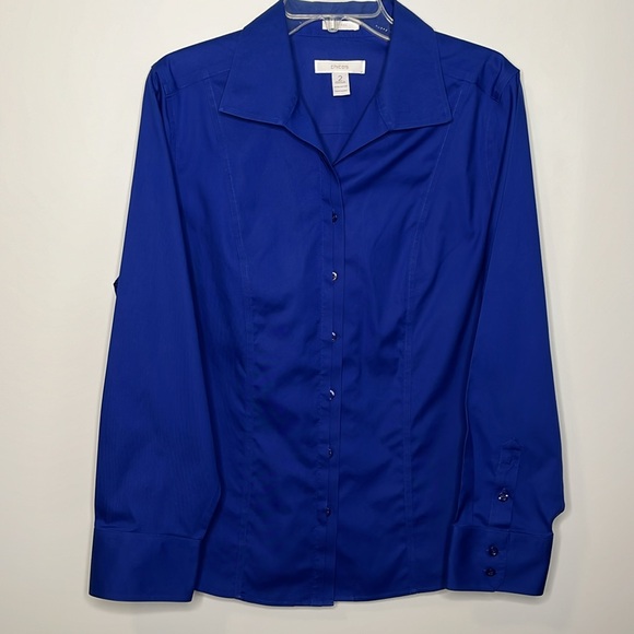 Chico's Tops - Chico’s No Iron Royal Blue Button Down Long Sleeved Button Cuff Shirt 2
